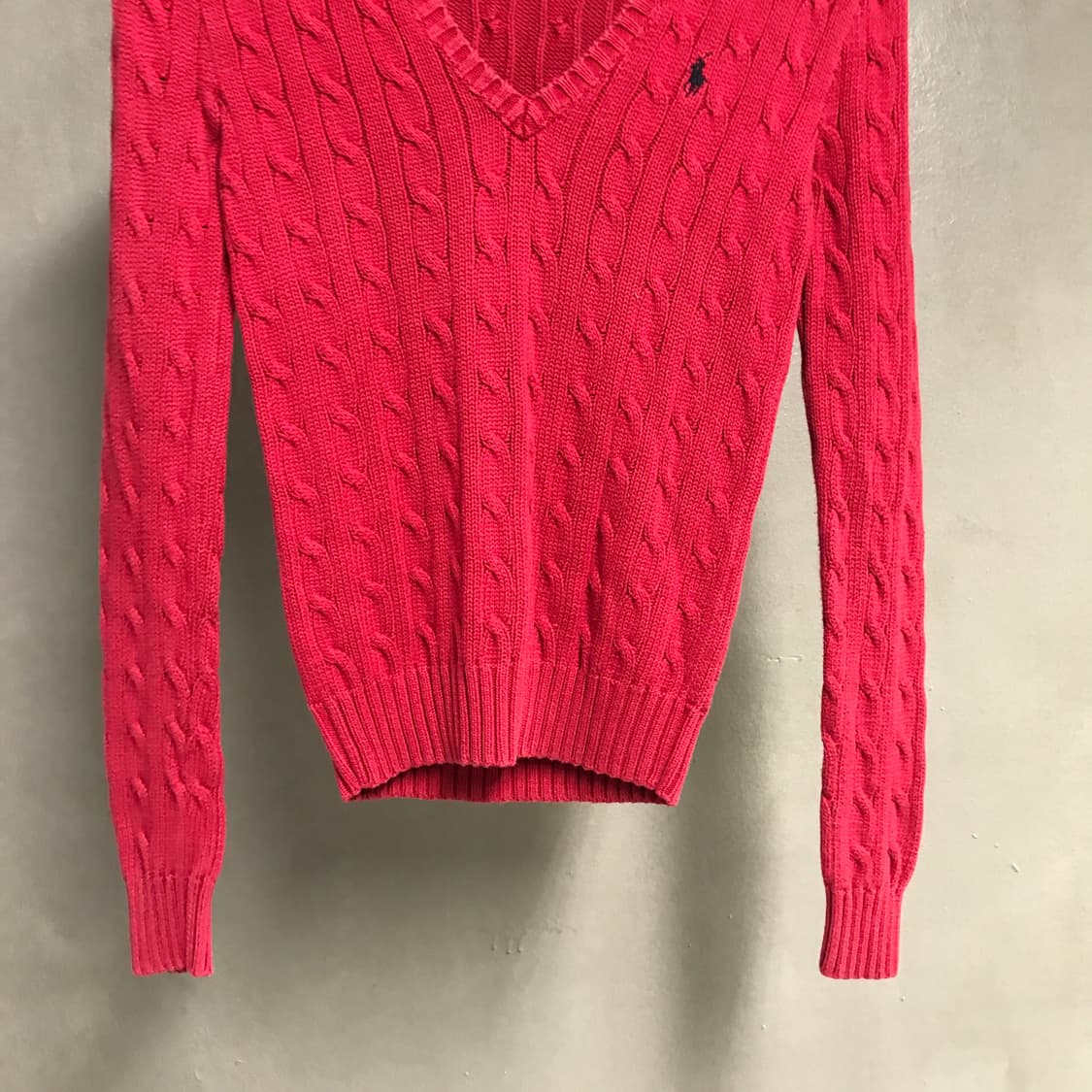 폴로 랄프로렌 브이넥 케이블 니트 레드 S(W)  상품이미지3