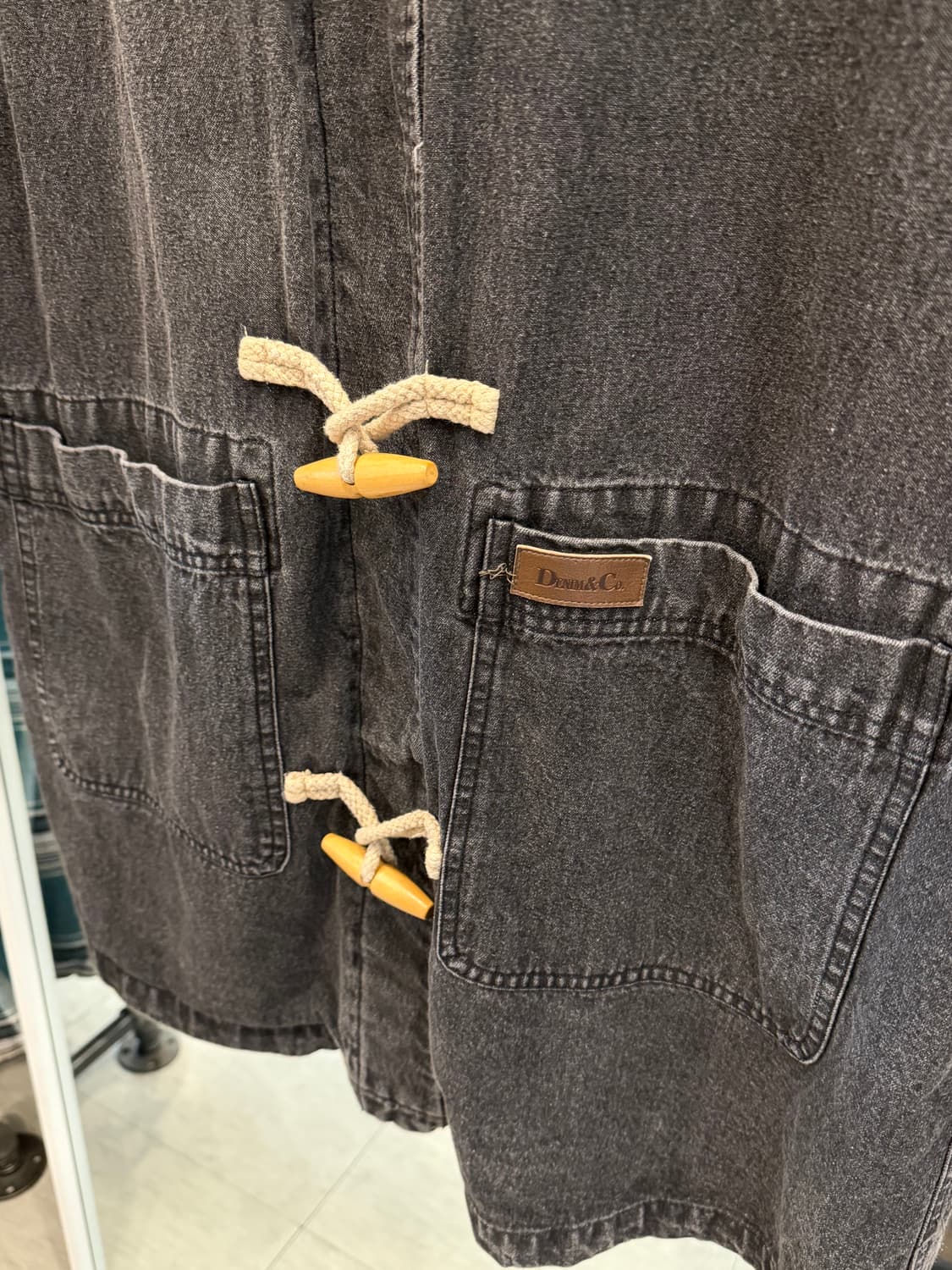 Denim & Co 데님앤코 빈티지 흑청 데님 더플 코트 상품이미지7