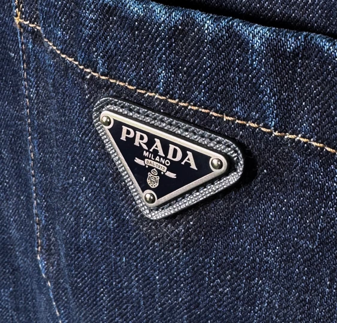 [XL] 프라다 남성 워싱 데님 삼각로고 셔츠 자켓 블루 상품이미지5