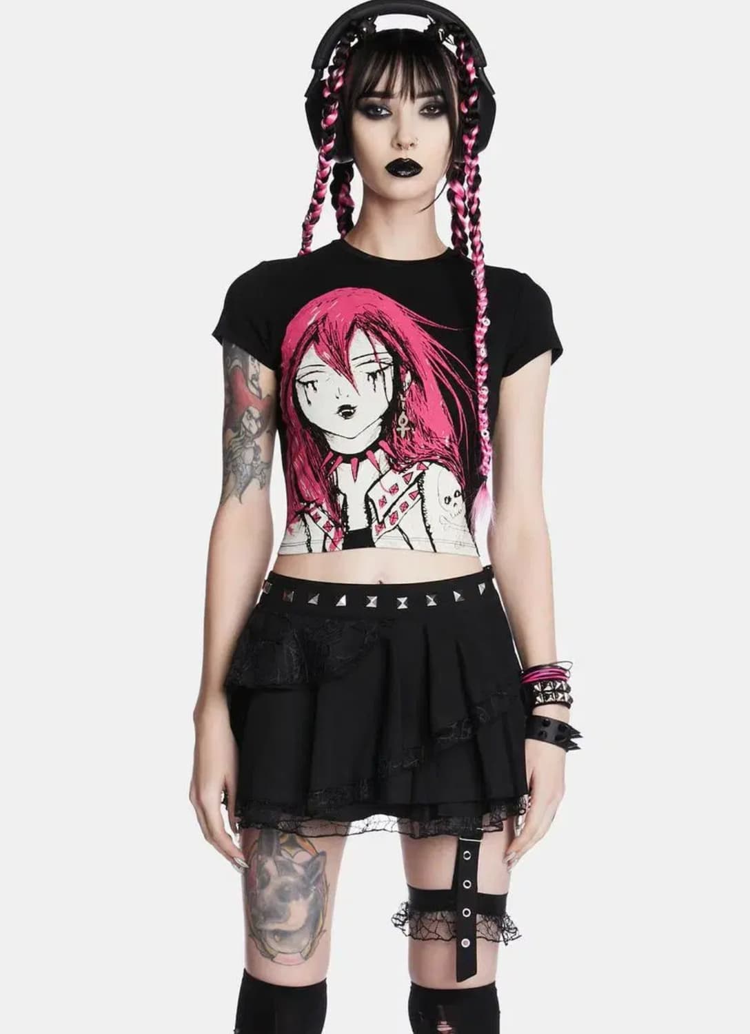 돌스킬 window 펑크 고딕 고스 펑크 티셔츠 S 상품이미지1