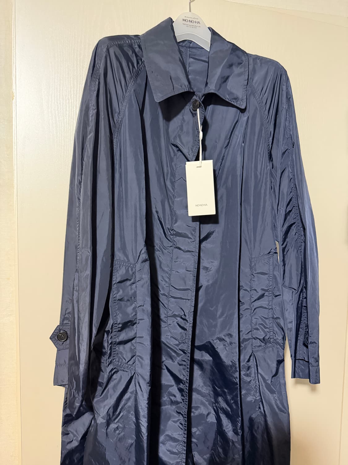 모노하 Light vinyl trench coat(Navy) 상품이미지5