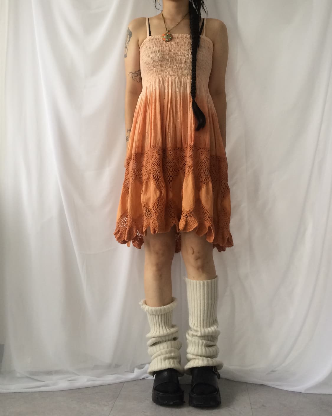 Punching point dyed sleeveless one piece 상품이미지1