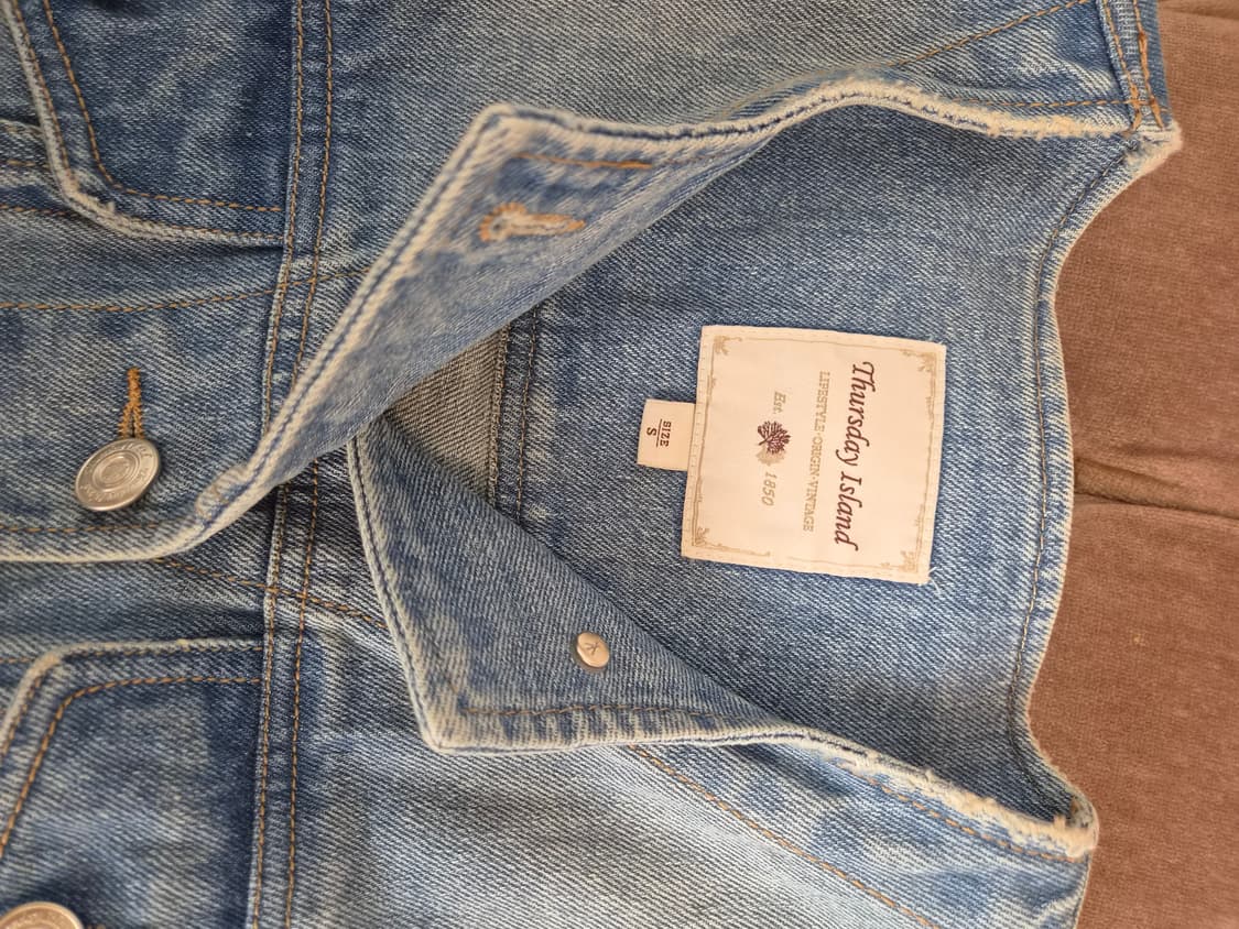 써스데이아일랜드 여성 노카라데님자켓 S사이즈 상품이미지6