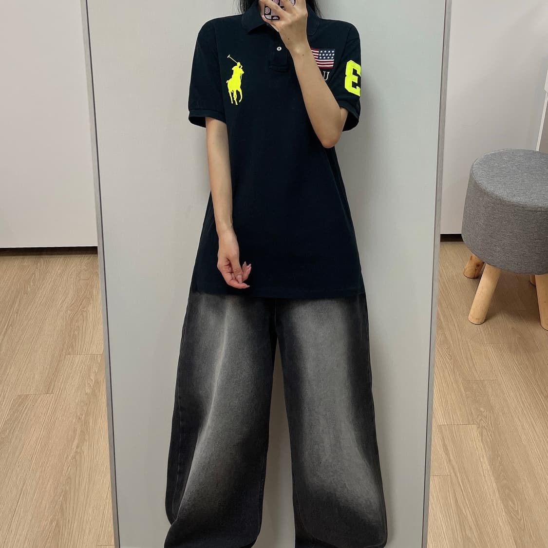 폴로 랄프로렌 빅포니 USA 성조기 블랙 반팔 카라티 상품이미지1