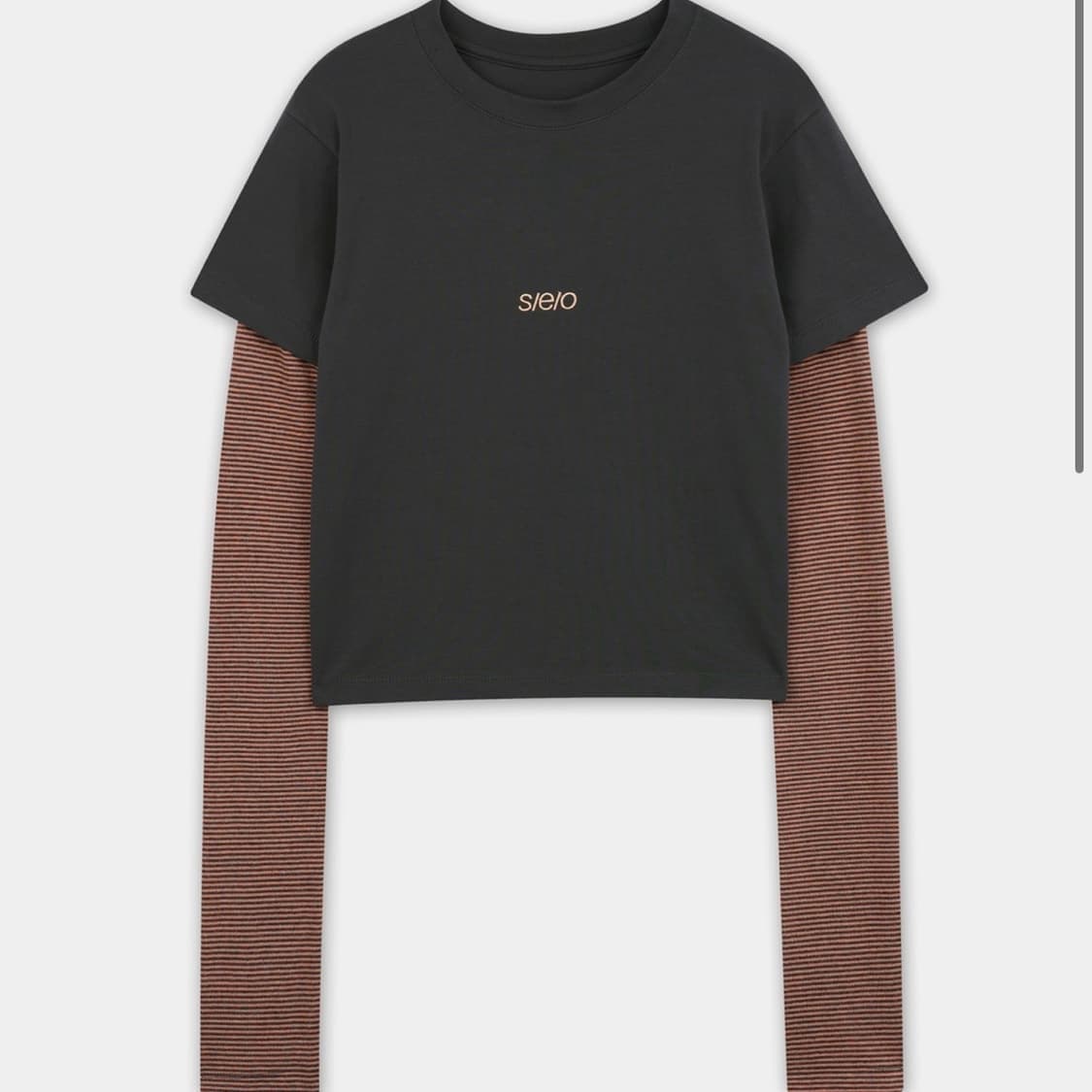 S/E/O STRIPE LAYERED TEE CHARCOAL 상품이미지4