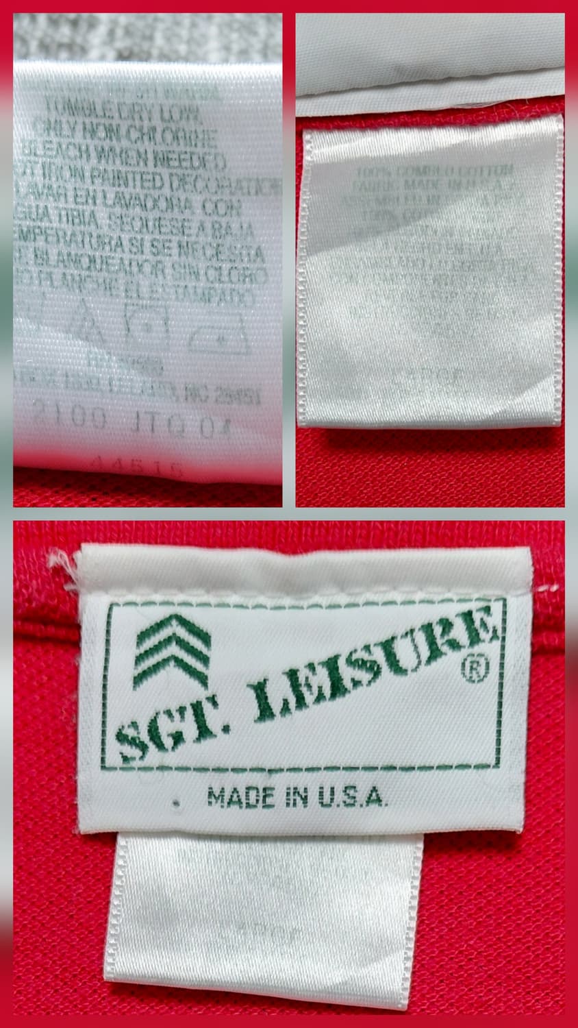 [L] 90s SGT. LEISURE 자수 카라티 Made in USA 상품이미지5