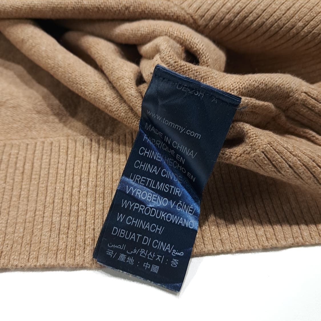 CL949 2XL 타미힐피거 00s 피마코튼캐시미어 카멜 V넥 니트 상품이미지5