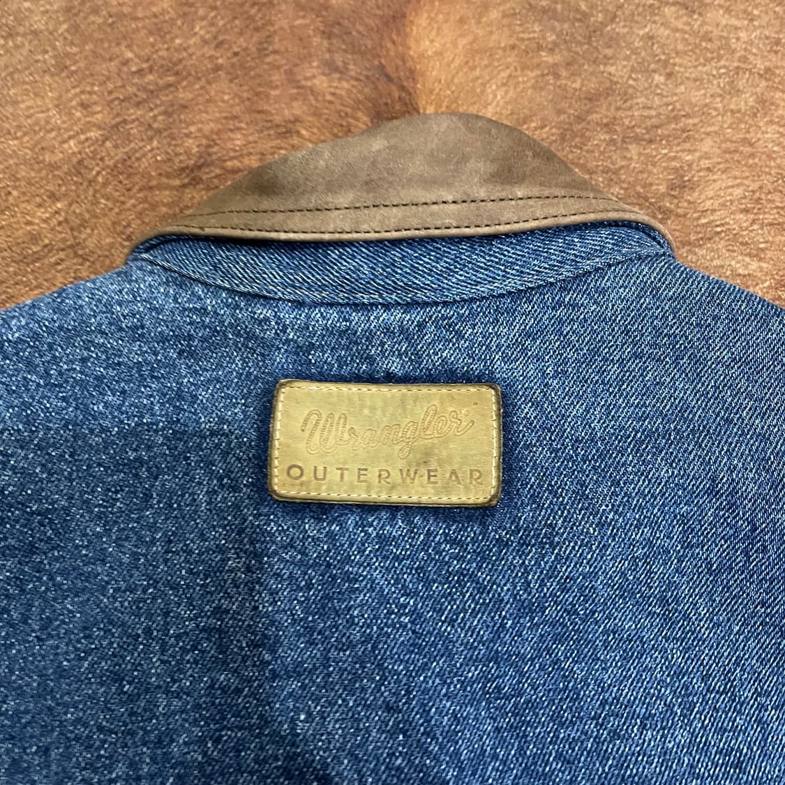 90's 랭글러 레더 카라 체크 라이닝 데님 상품이미지8