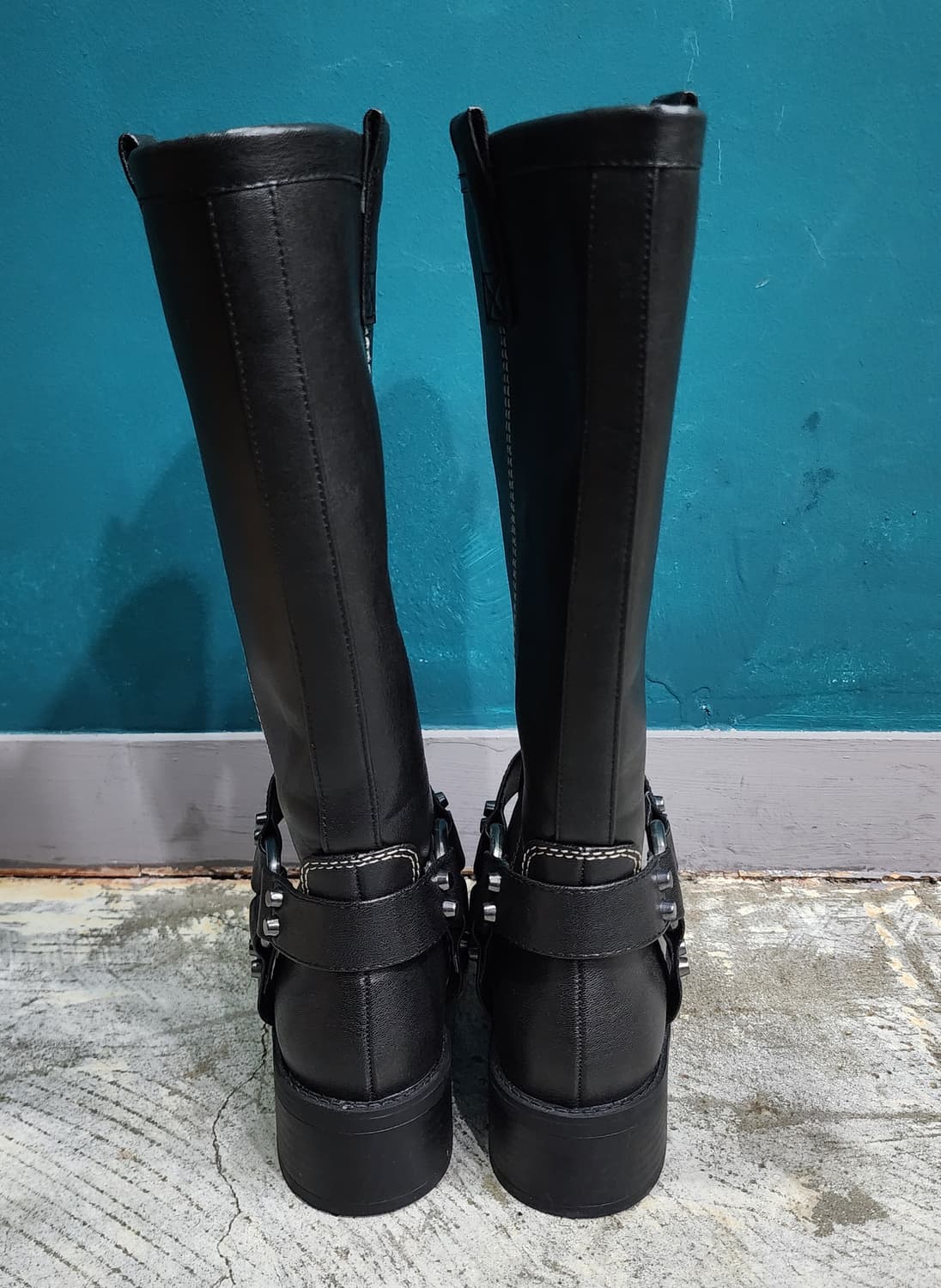 자라 Zara 스퀘어 스티치 바이커 부츠 35 230 상품이미지5