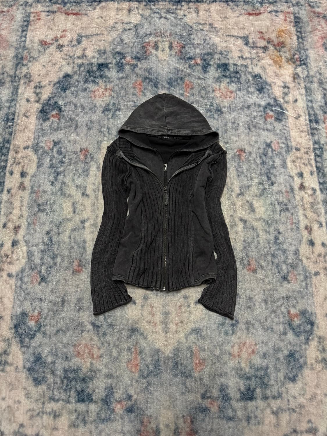 Nini lack layered zipper grunge hoodie 상품이미지2
