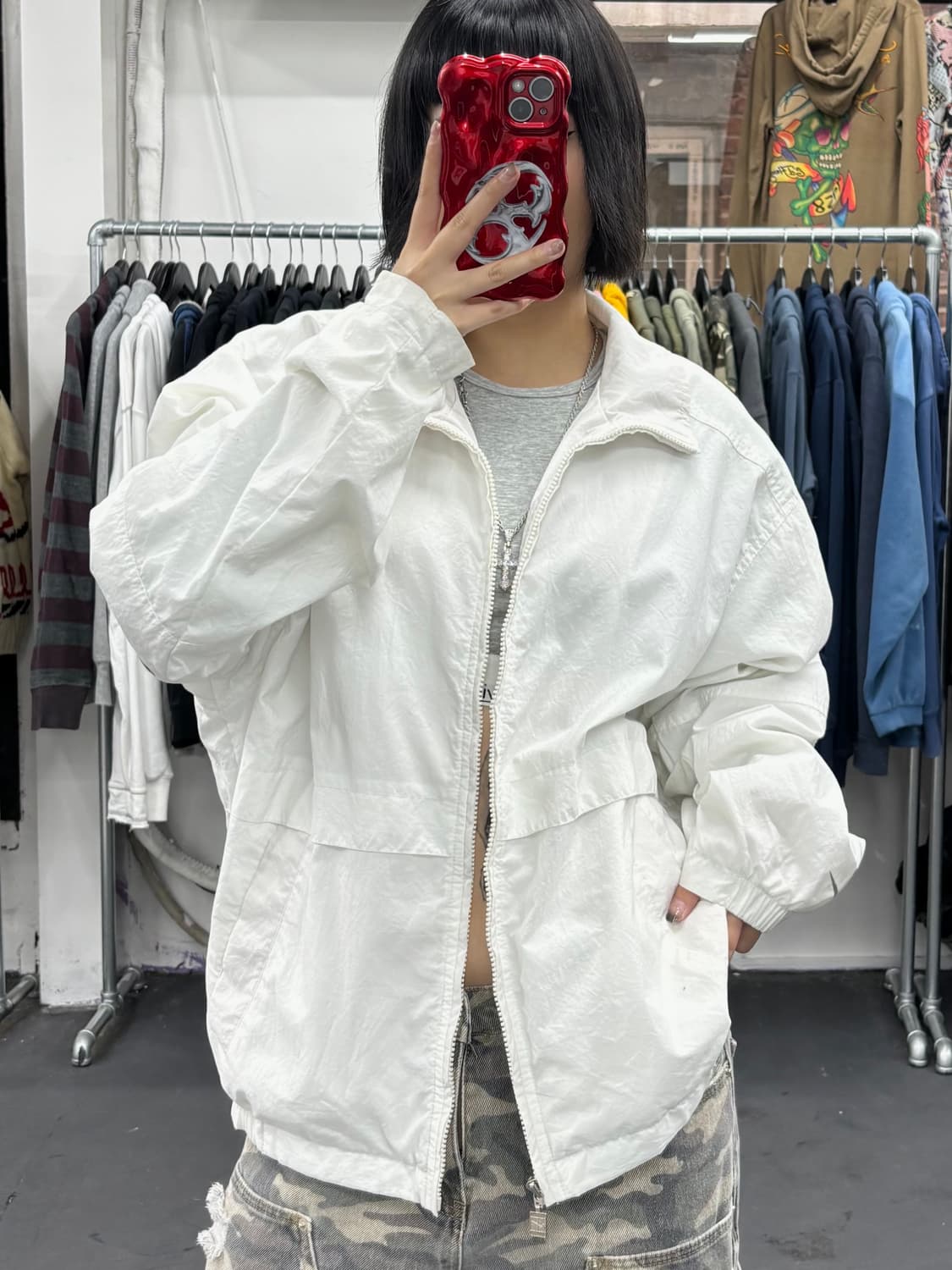 나이키 올드스쿨 화이트 바람막이 상품이미지4