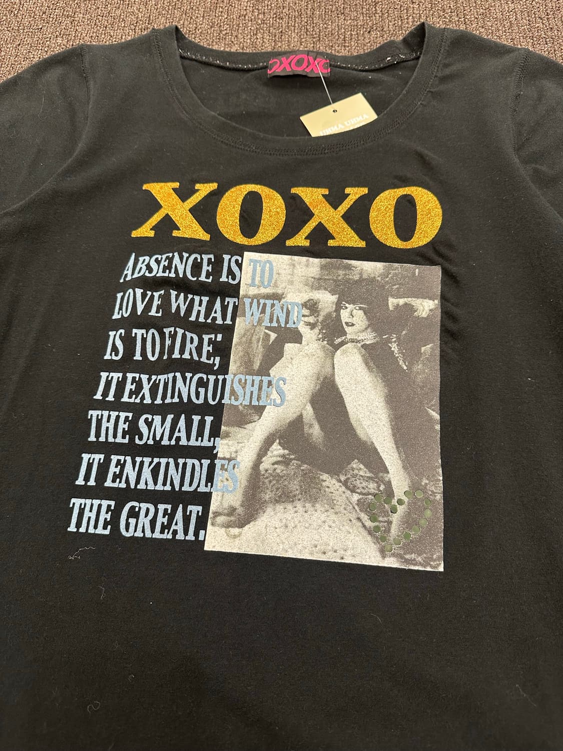 OS)XOXO y2k 레터링 프린팅 블랙 반팔 상품이미지2