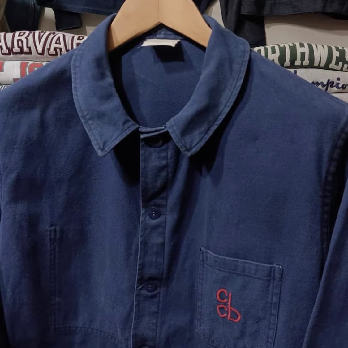  [Vintage] 70s 프렌치 잉크 블루 라운드 칼라 워크 자켓 상품이미지2