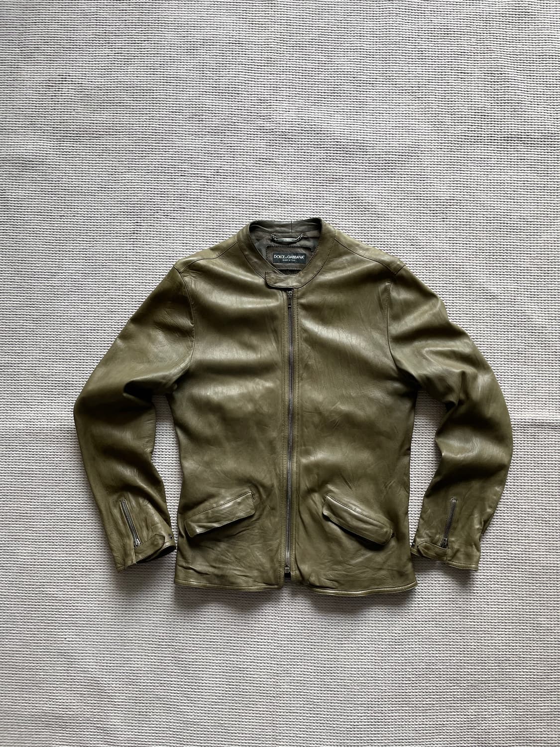 돌체앤가바나 레더 자켓 올리브  상품이미지1