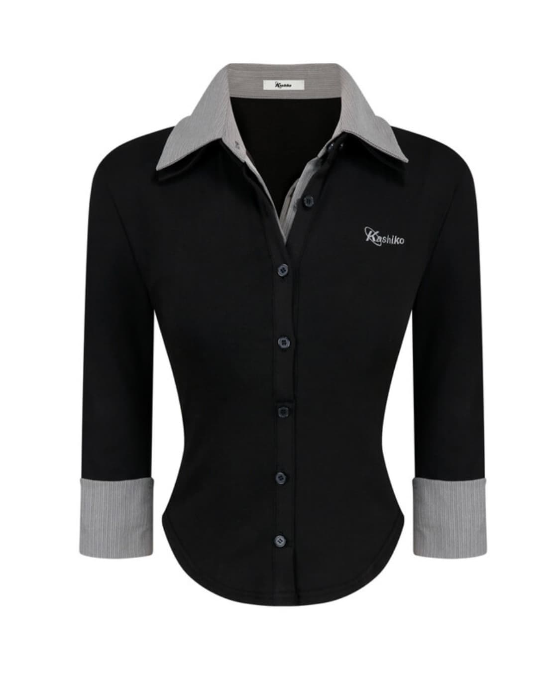 카시코 더블 카라 슬림핏 셔츠 블랙 M 상품이미지1