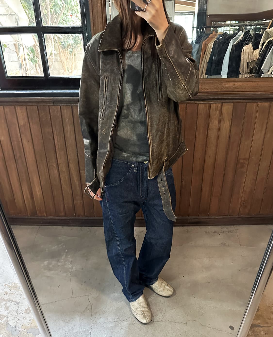 JPV distressed leather belt jacket 상품이미지2