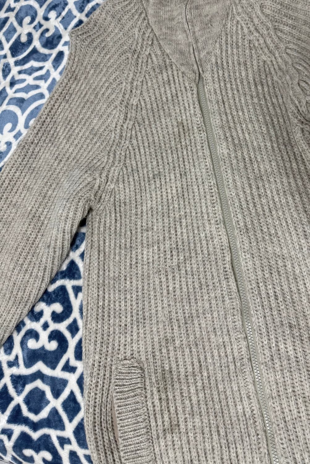 빈티지) 오트밀 니트 집업 라떼깔 일본빈티지 버터플라이 상품이미지3