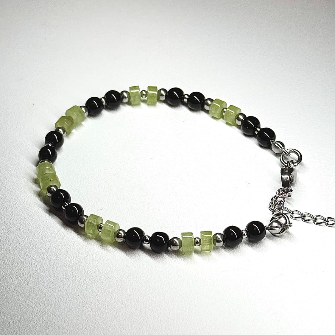 (핸드메이드) 오닉스 페리도트 믹스매치 천연석 원석팔찌 상품이미지1