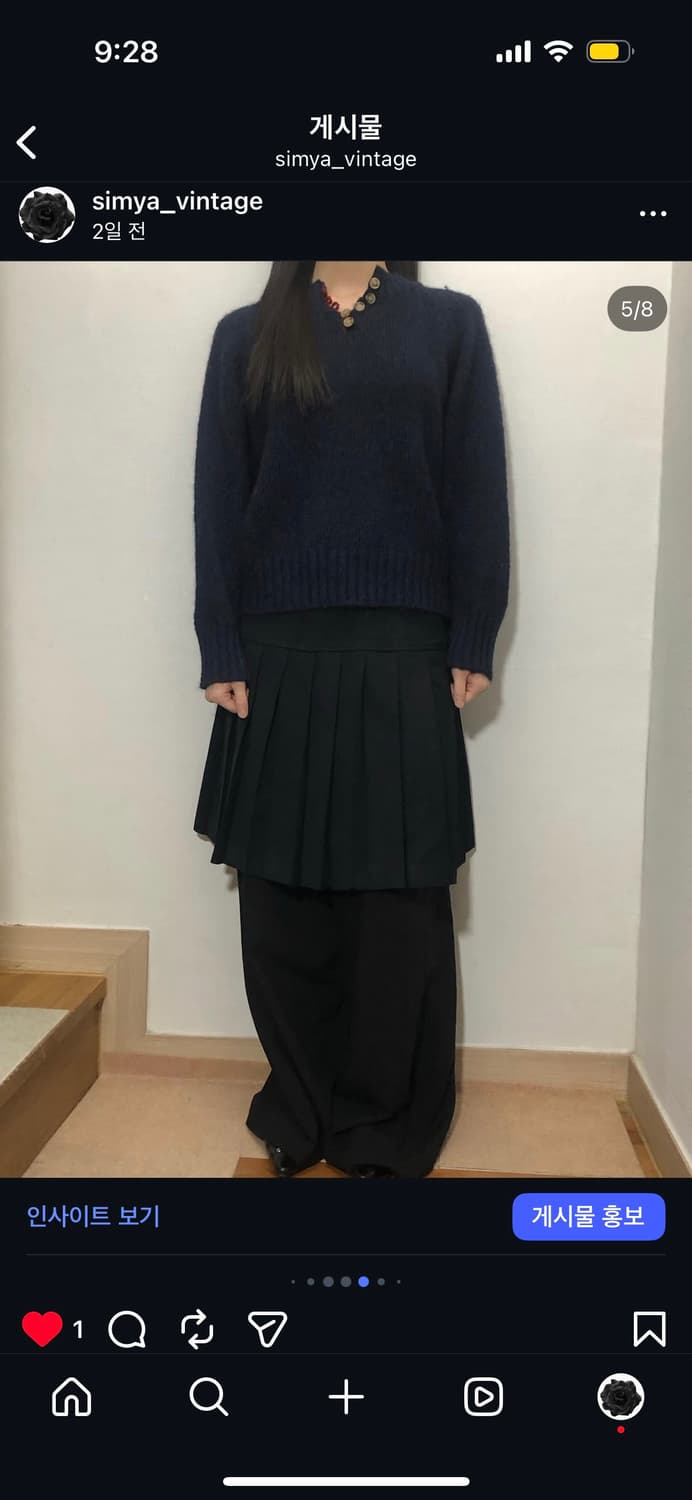 빈티지 네이비 버튼 니트 상품이미지5