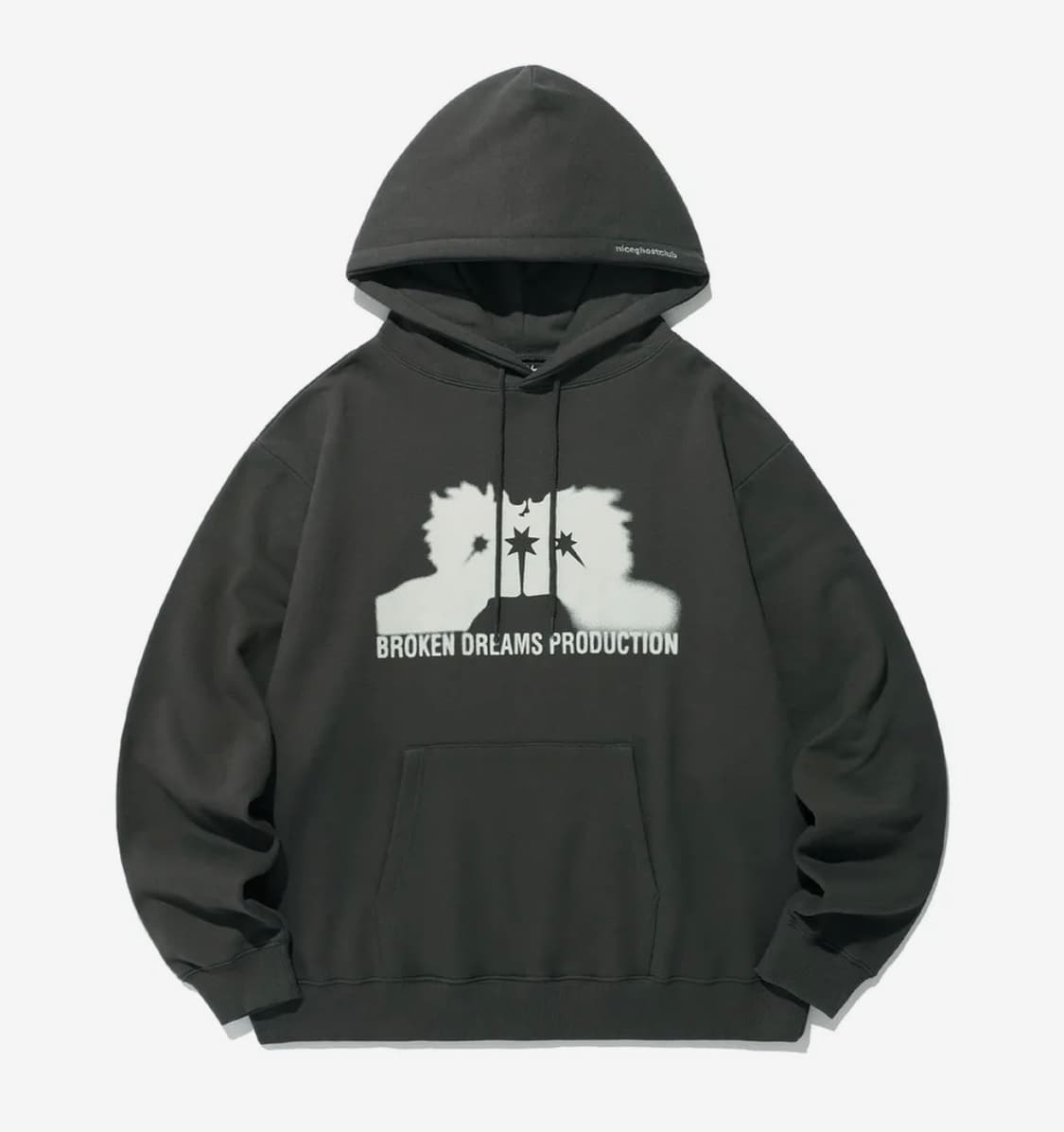 나이스고스트클럽 브로큰 드림스 후디 M 차콜 후드티 상품이미지2