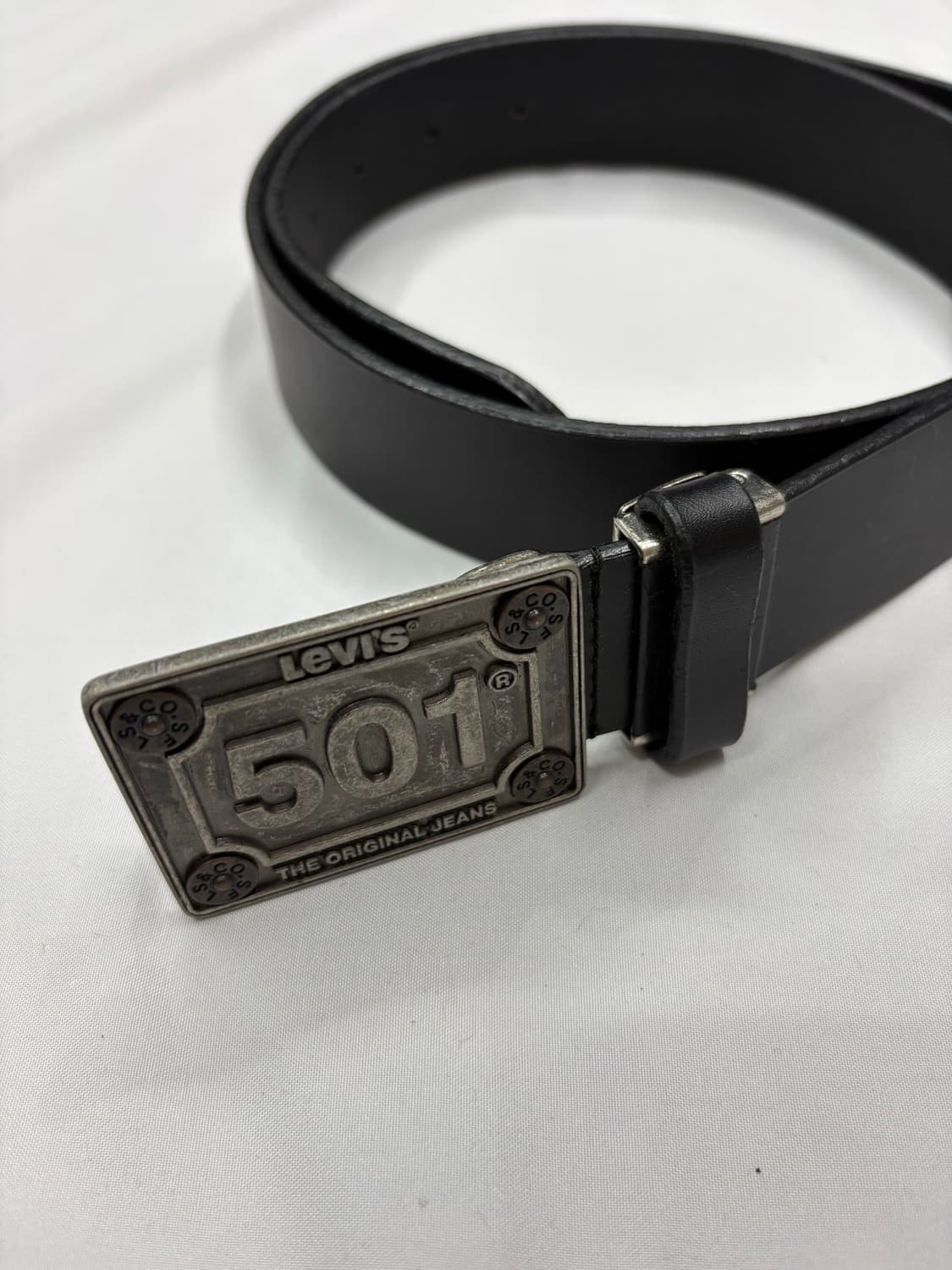 Levis 리바이스 빈티지 501 블랙 레더 벨트 상품이미지1