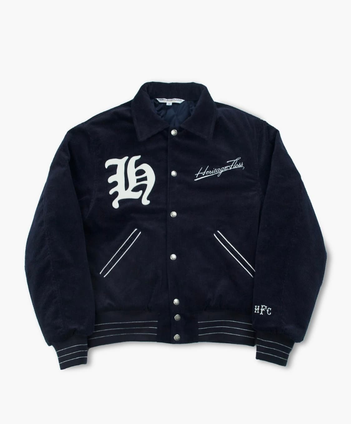 헤리티지플로스 8w 코듀로이 바시티 자켓 네이비 S 상품이미지2