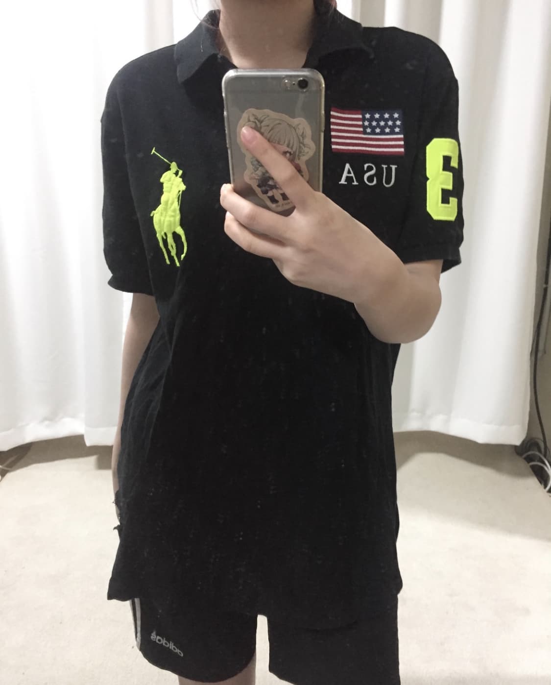 폴로 랄프로렌 블랙 형광 USA 빅포니 치프키프 카라 PK 반팔 티 상품이미지1
