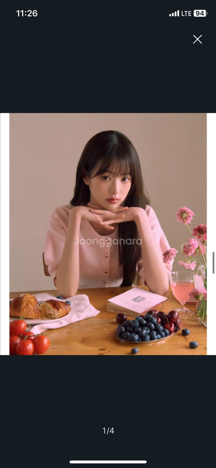 로라로라 볼륨 슬리브 하프 가디건 핑크 상품이미지1