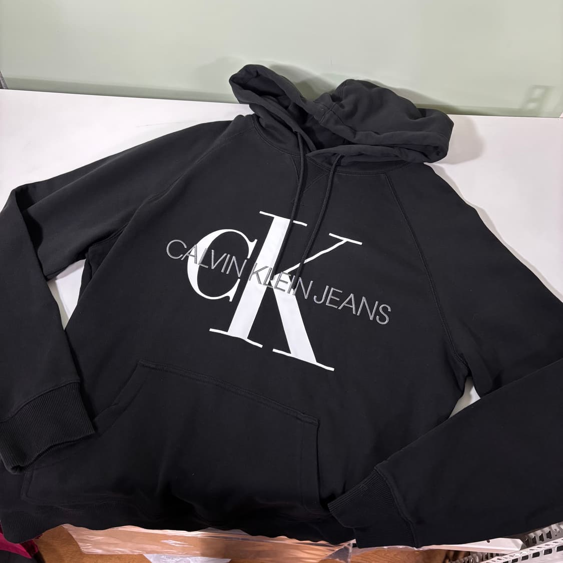 XL 캘빈클라인 CK 블랙 빅로고 후드티 상품이미지1