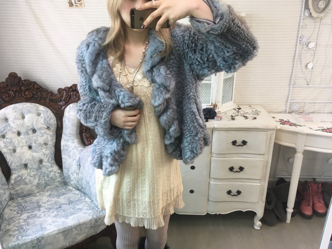 jpn vintage fairy blue-gray rabbit fur 상품이미지2