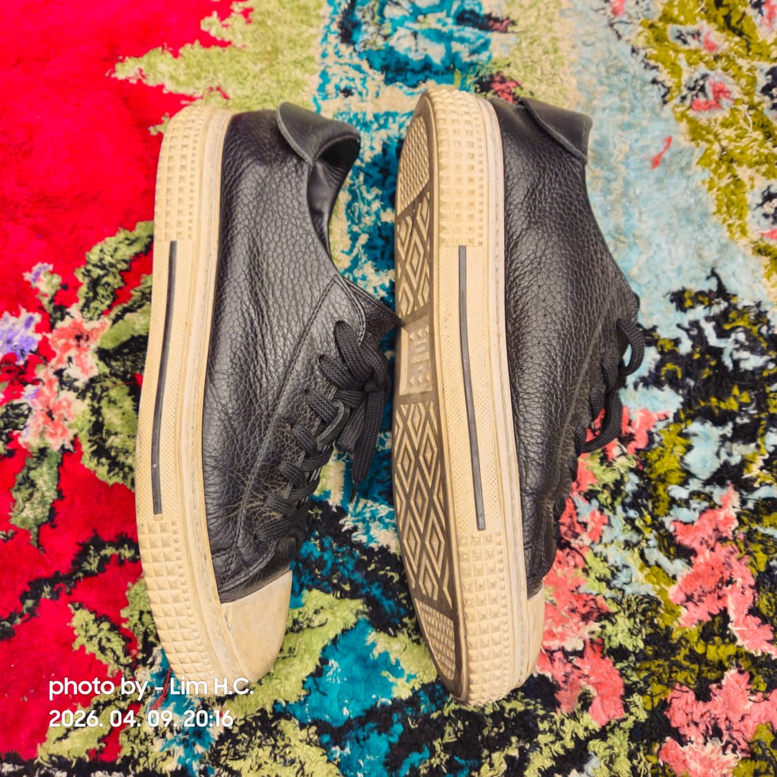 발렌티노 가죽 스니커즈 블랙 42 상품이미지3