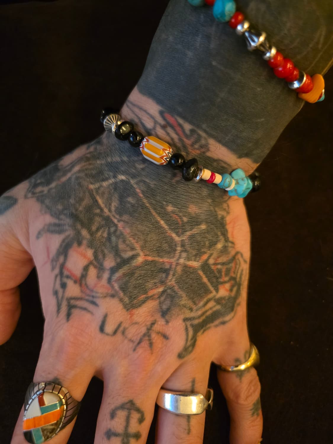 BLACK RITUAL 오닉스&티벳글라스 실버925 토글 팔찌 상품이미지2