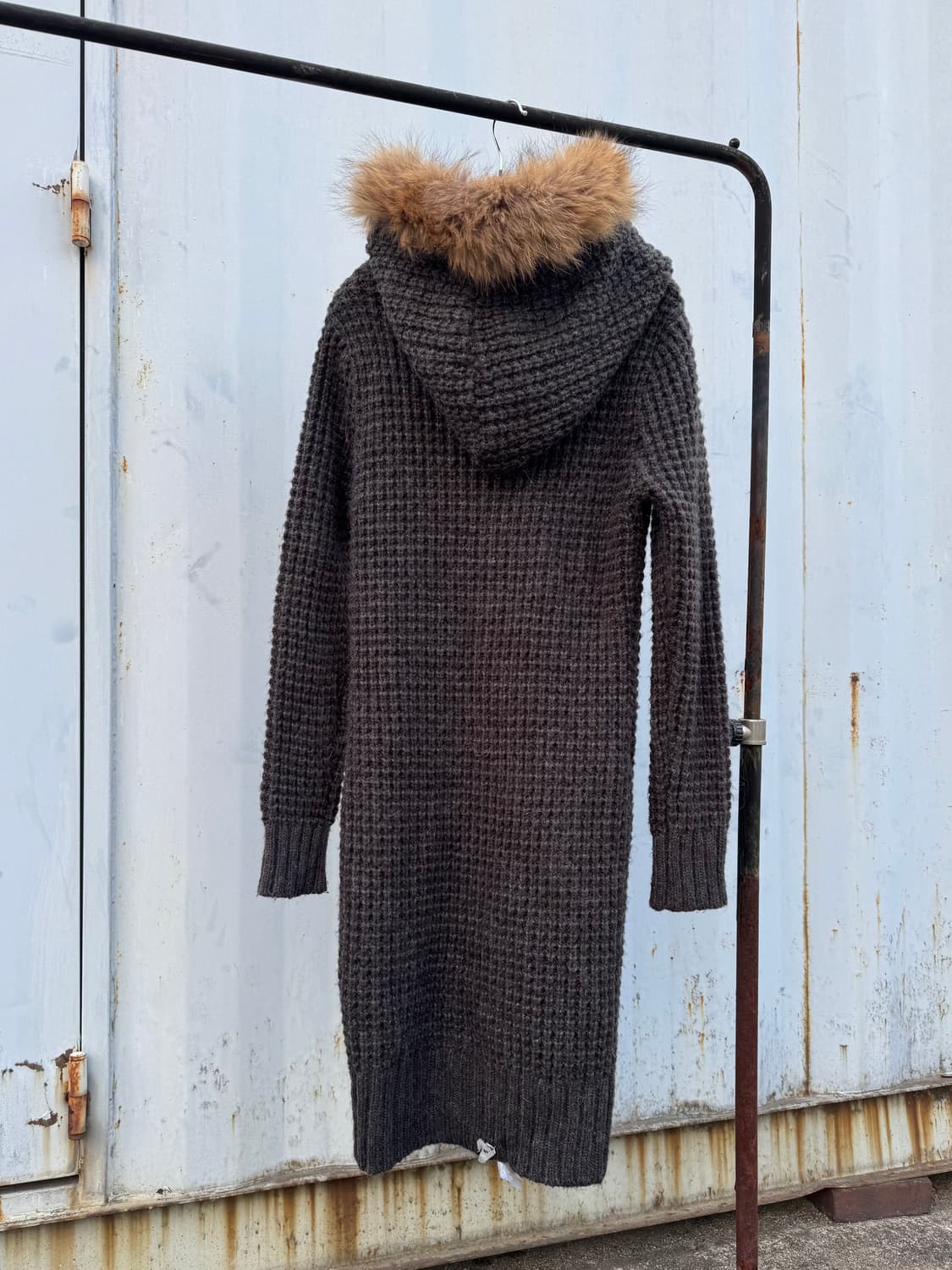 Raccoon Fur Hooded Long Knit Zip-Up 상품이미지3
