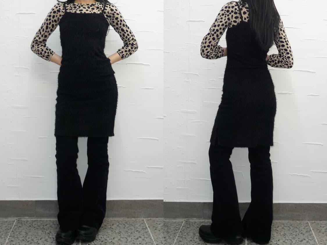 Black furry knit slip dressn 상품이미지3