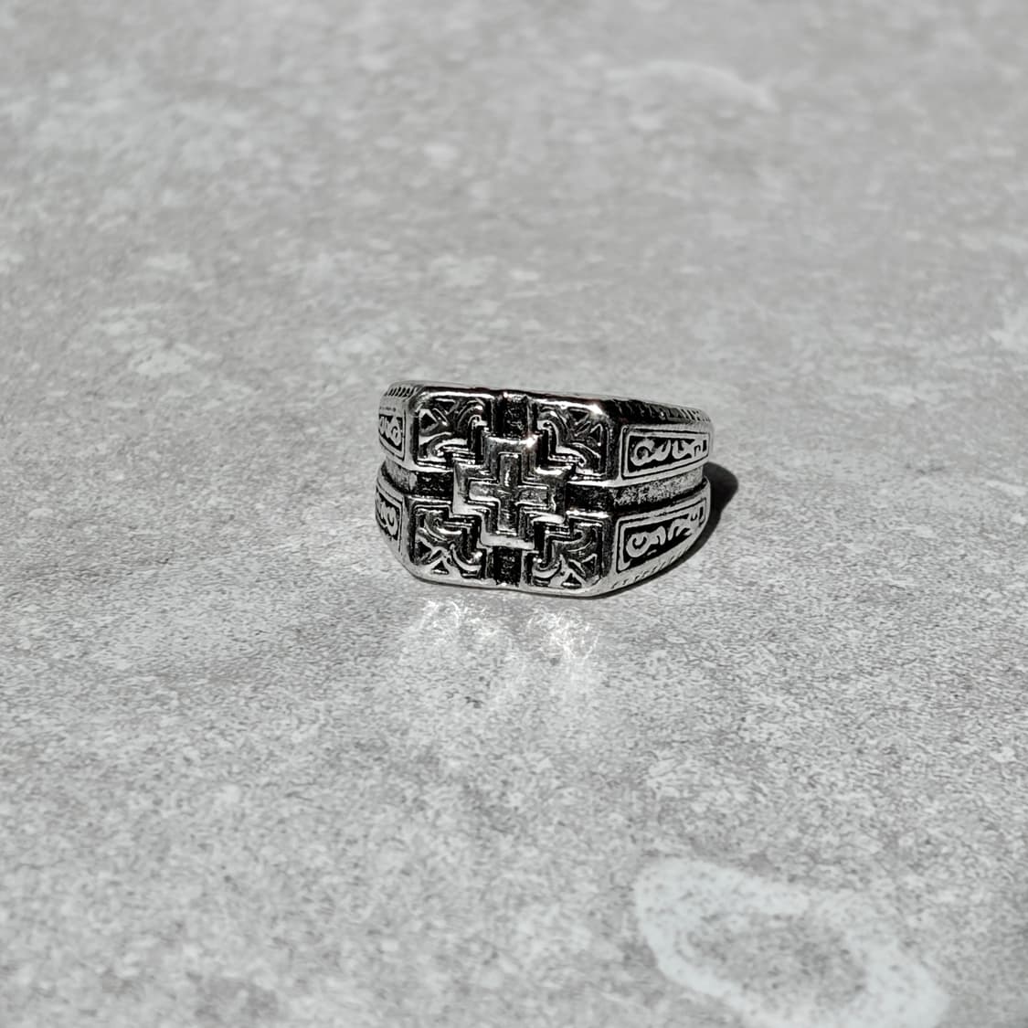 Oribell 볼드 크로스 실버 라지 오픈링 반지 상품이미지1