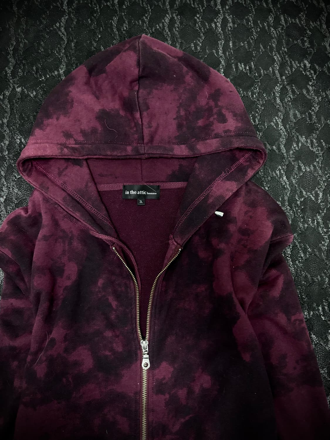“IN THE ATTIC”00’s Burgundy Bleach Hoodi 상품이미지3