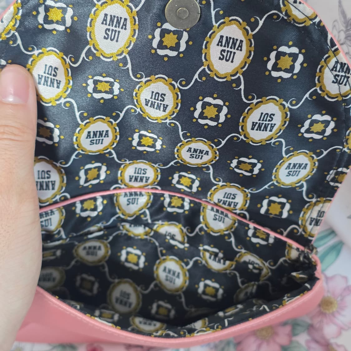 ANNA SUI 고전 일본빈티지 핑크 로즈 나비 파티백 상품이미지4