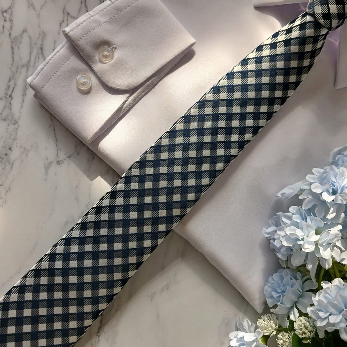 바나나리퍼블릭 네이비 체크 패턴 넥타이 7.6cm S~A+등급 E876 상품이미지4