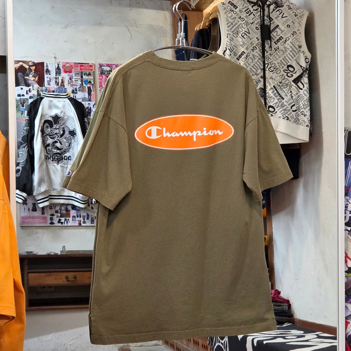 JPN 챔피온 카키 빅 프린팅 오버핏 반팔 상품이미지5