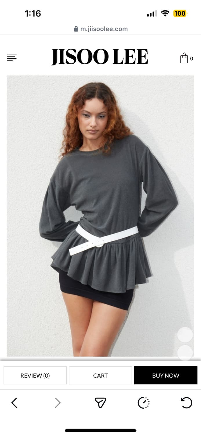 (구해요) 지수리 테리 러플 탑 화이트 상품이미지1