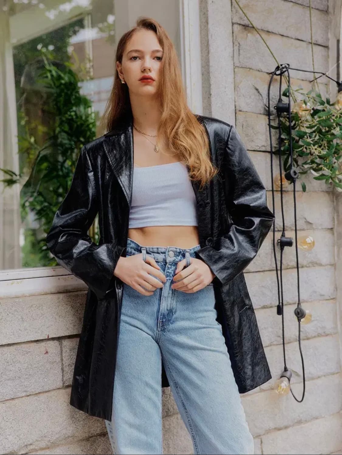 LOOKCAST 블랙 조이 빈티지 터치 레더 자켓 상품이미지3