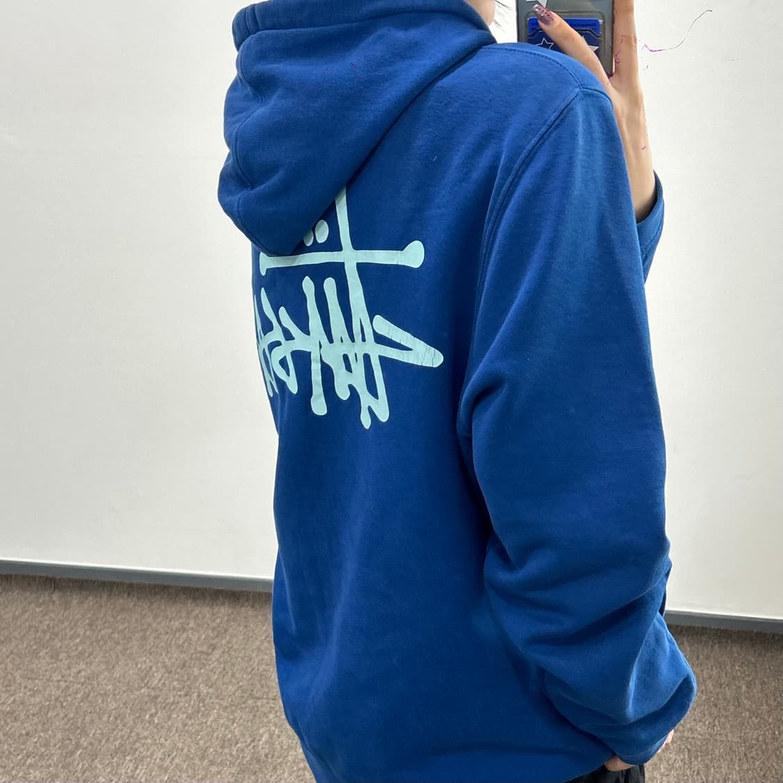 Stussy 스투시 민트로고 딥블루 후드티 상품이미지2