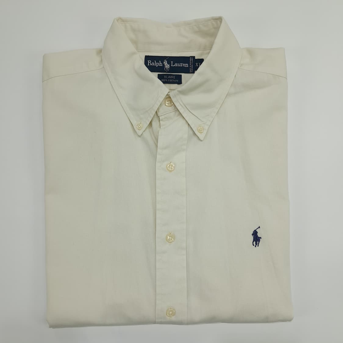 Co524 XL 폴로 랄프로렌 90s USA 크림화이트 반팔 셔츠 남방 상품이미지7