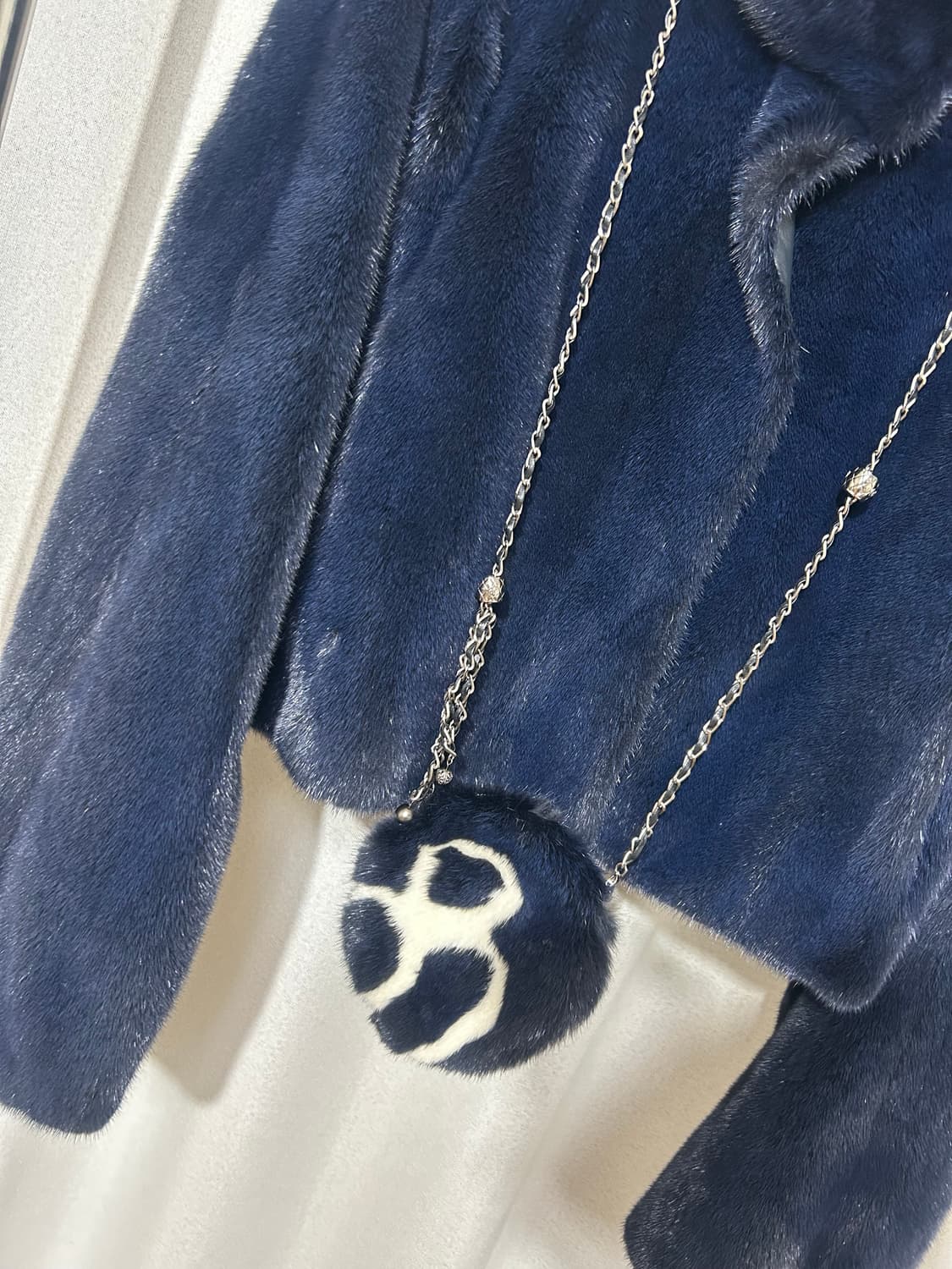 한섬) 오브제 밍크퍼하이넥자켓 네이비색상 -미착용새상품,택포함- 상품이미지1