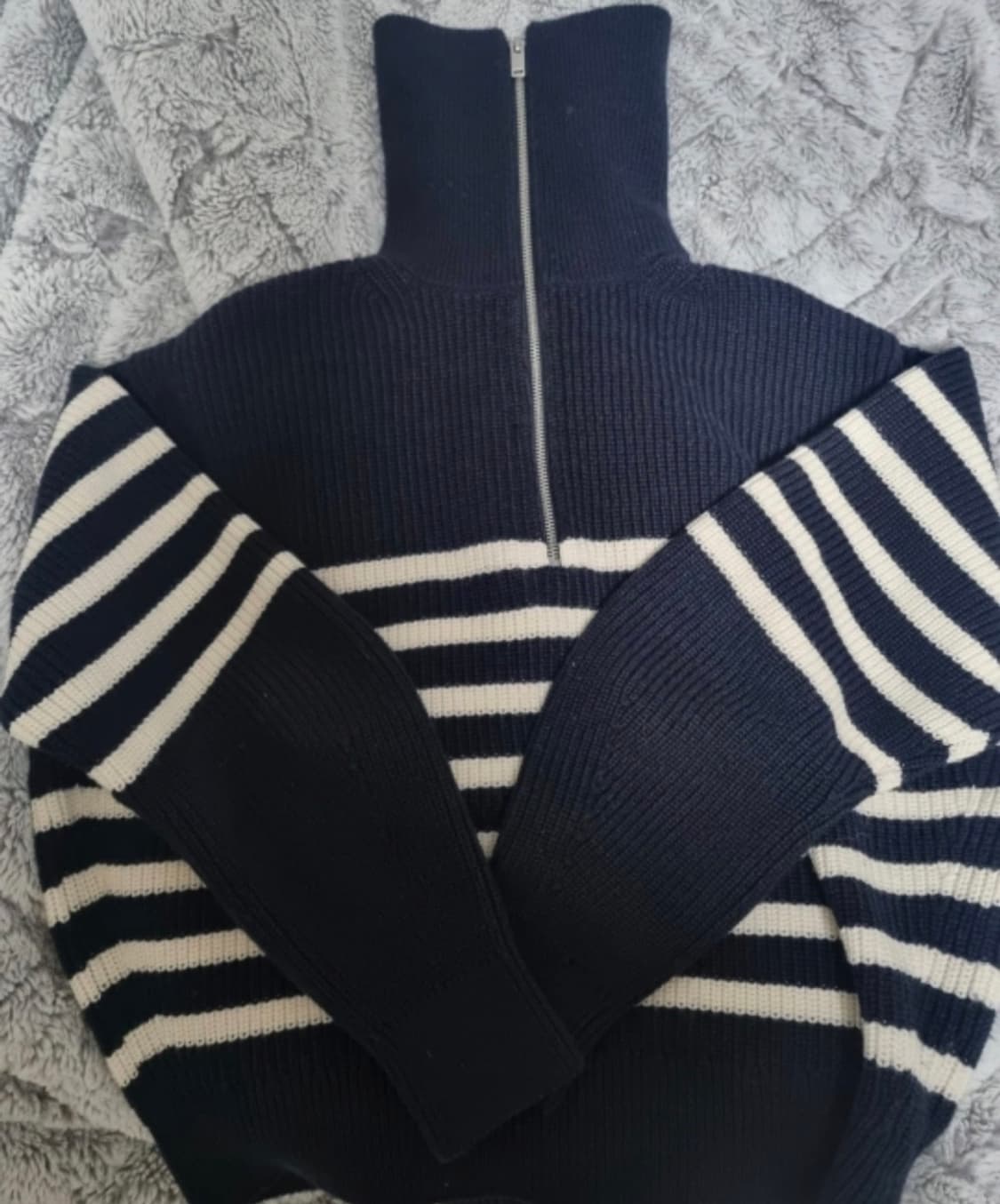 COS 코스 니티드 지프업스웨터 스트라이프 상품이미지3