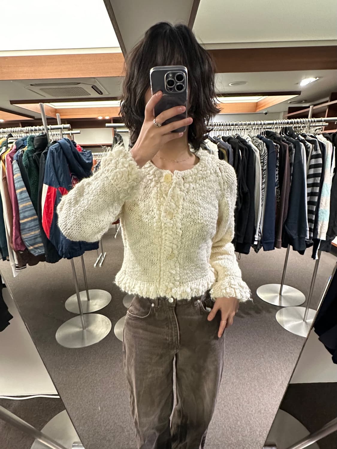 OS)Terrasse Dufferin 빈티지 여성 베이지 니트 가디건 상품이미지2