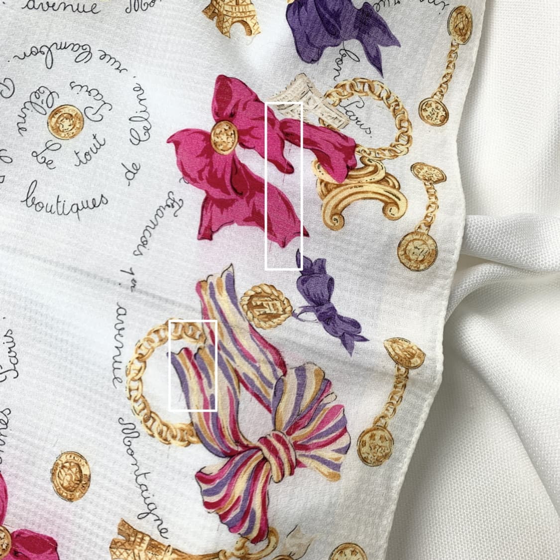 [정품] Celine 셀린느 리본 패턴 빈티지 쁘띠스카프 손수건 상품이미지4