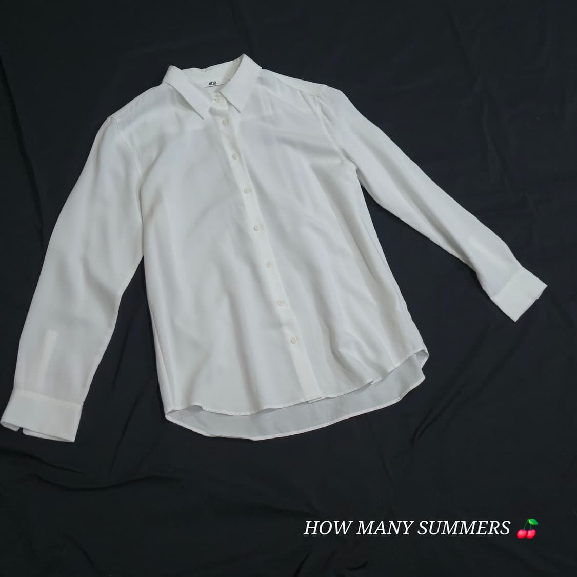 유니클로 여성 레이온 긴팔 셔츠 S 화이트 부드러운 소재 기본 블라우스
 상품이미지1