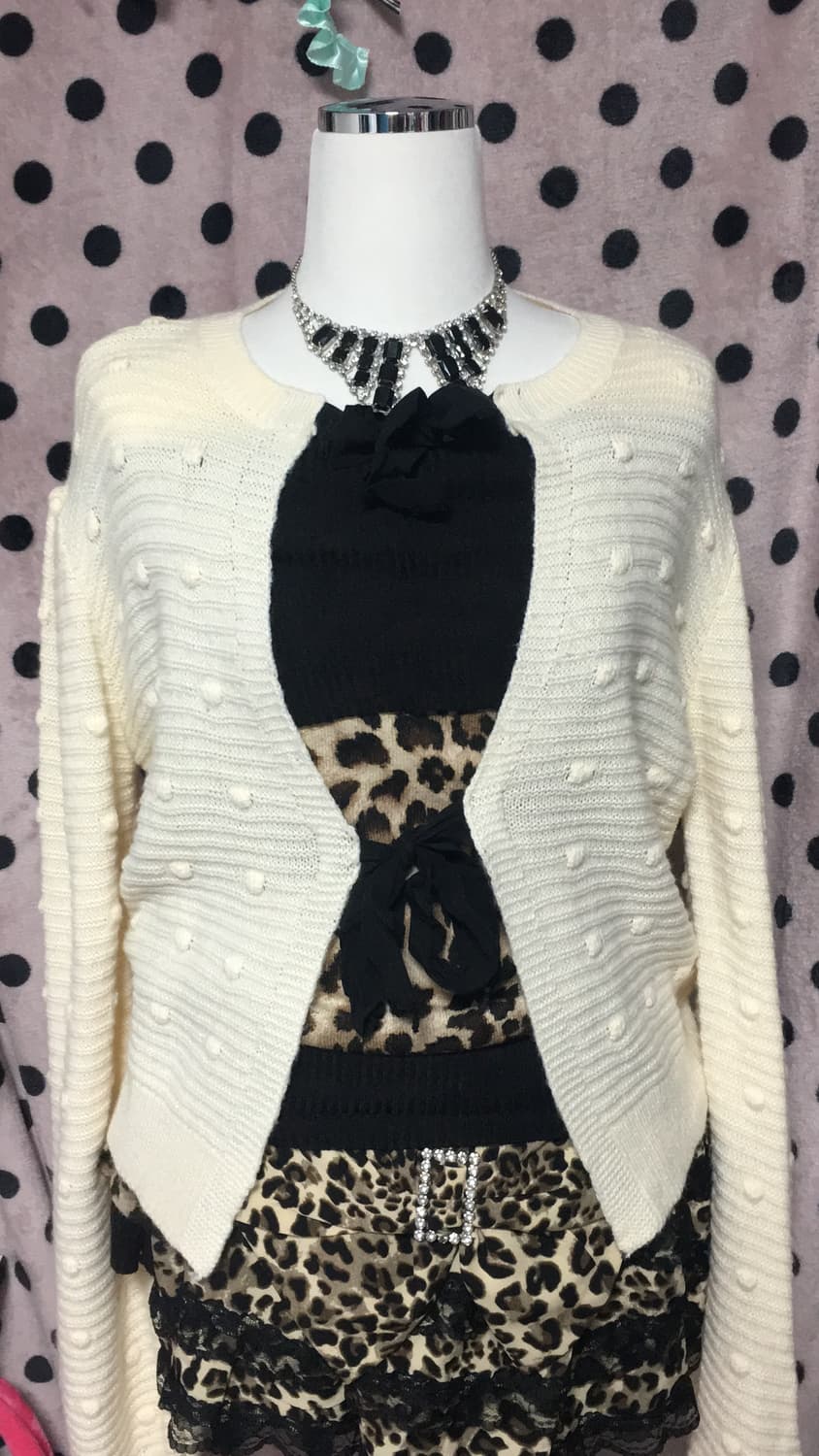 히메갸루 로걀 아이보리 니트 가디건 상품이미지3