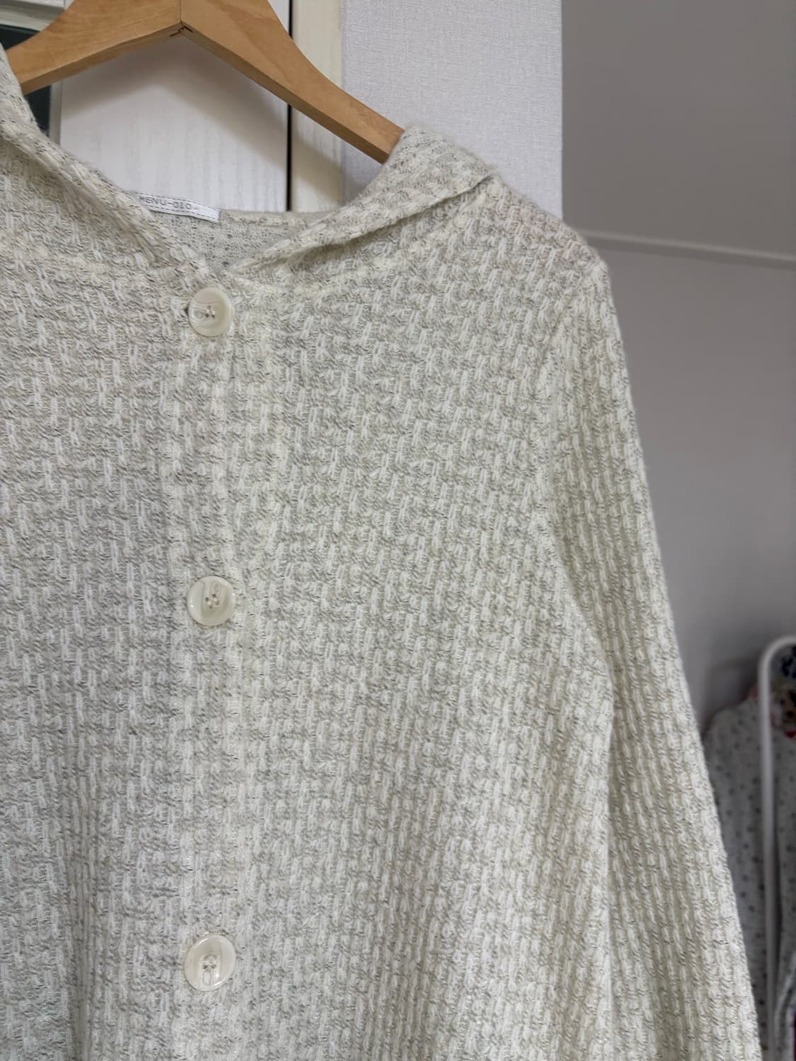 아이보리 보카시 후드 니트 가디건 상품이미지2